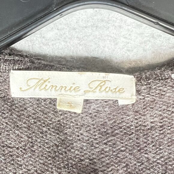 Minnie Rose Cashmere Ruffle Open Front Knit Cardigan Brown Women’s Small - Picture 8 of 10